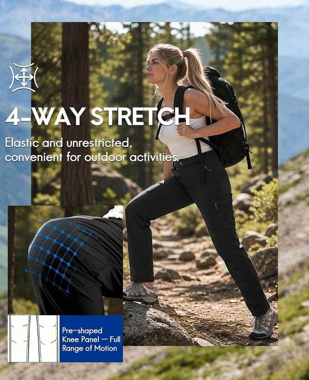 Haimont Women's Lightweight Hiking Cargo Pants with Zip Pockets