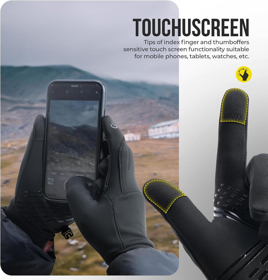 PULIOU Winter Waterproof Thermal Gloves for Men Women, Cold Weather Windproof Ski Snow Gloves with Touchscreen Fingers for Running Cycling Hiking Driving