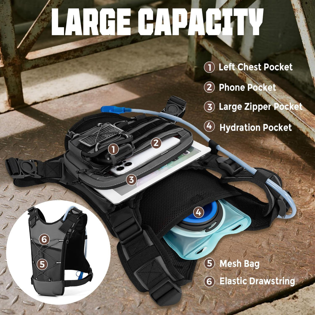 Hydration Vest with 2L Water Bladder for Men and Women,Lightweight Adjustable Hydration Backpack,Hiking Backpack with Water Bladder for Climbing Cycling Hiking