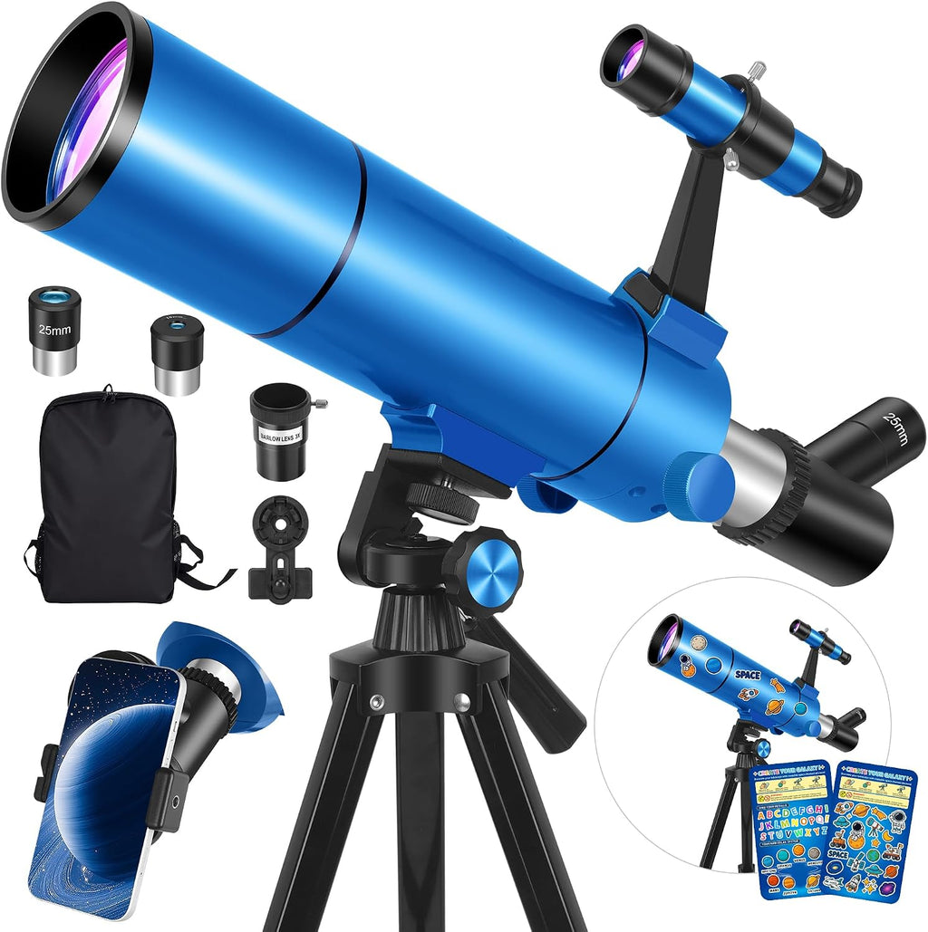 Telescope for Adults High Powered, 90mm Aperture 550mm Portable Refractor Telescope for Kids & Astronomy Beginners, Professional Telescopes with Tripod, Phone Adapter, Moon Filter, Carry Bag