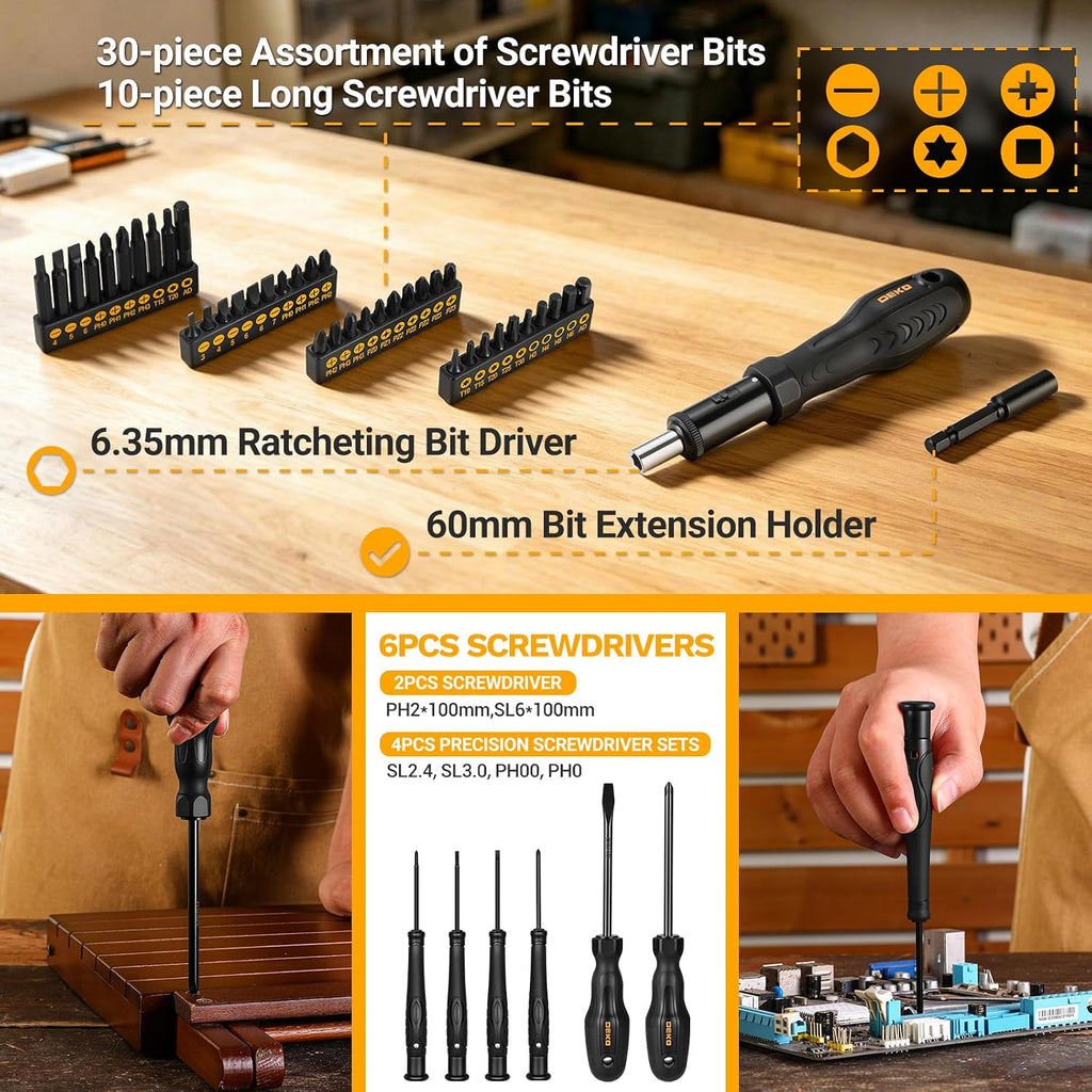 DEKOPRO 218-Piece General Household Hand Tool kit, Professional Auto Repair Tool Set for Homeowner, General Household Hand Tool Set with Plier, Screwdriver Set, Socket Set, with Portable Storage Case