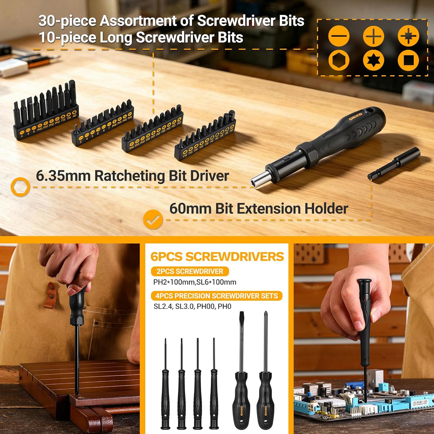 DEKOPRO 218-Piece General Household Hand Tool kit, Professional Auto Repair Tool Set for Homeowner, General Household Hand Tool Set with Plier, Screwdriver Set, Socket Set, with Portable Storage Case