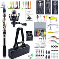 GOTURE Telescopic Fishing Rod and Reel Combos, Carbon Fiber Travel Fishing Pole, 9+1 BB Spinning Reel, Saltwater Freshwater Fishing Gear Kit with Braided Line, Lures, Carrier Bag for Bass Trout