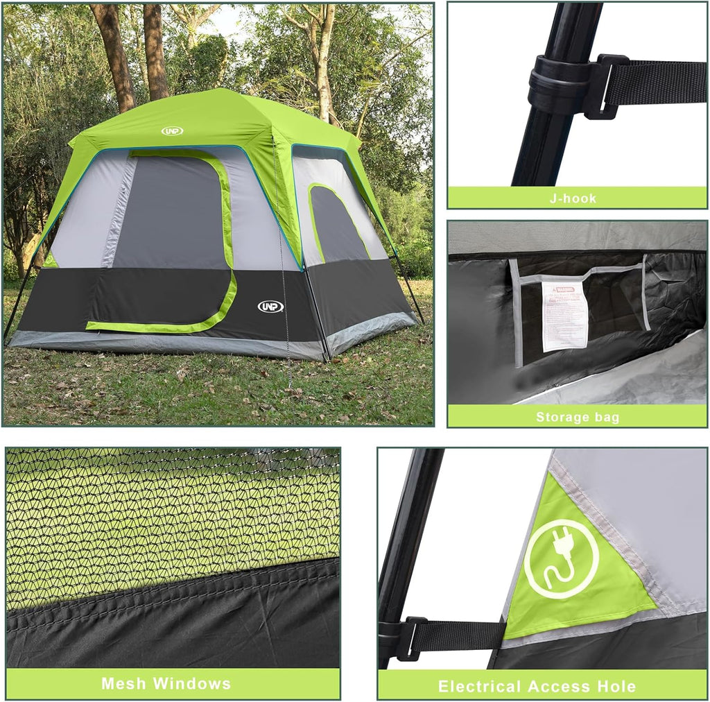 UNP 2/4/6/8 Person Tent, Portable Cabin Tent, Camping Tent 4-Person Easy Set Up, Waterproof with Top Rainfly for Outdoor Camping/Hiking