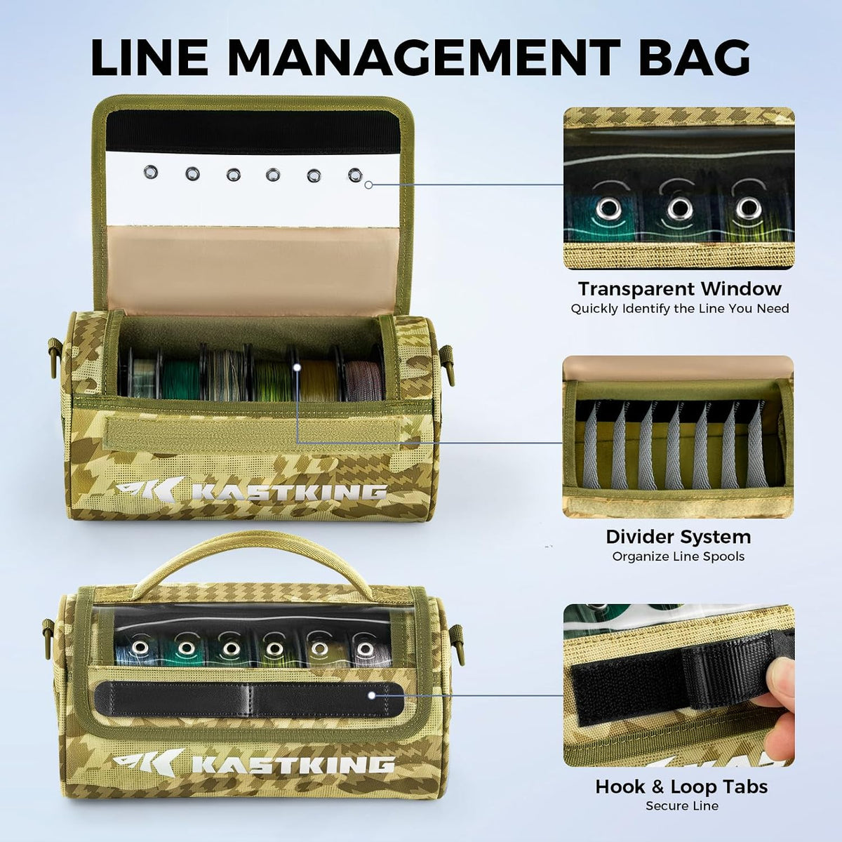 KastKing BaitSpace Line Bag Water Resistant Tackle Bag, Organize Spools
