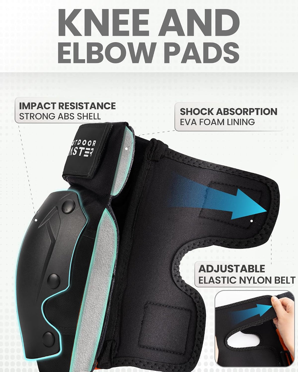 OutdoorMaster Skateboard Knee Pads Elbow Pads Wrist Guards for Adult Youth