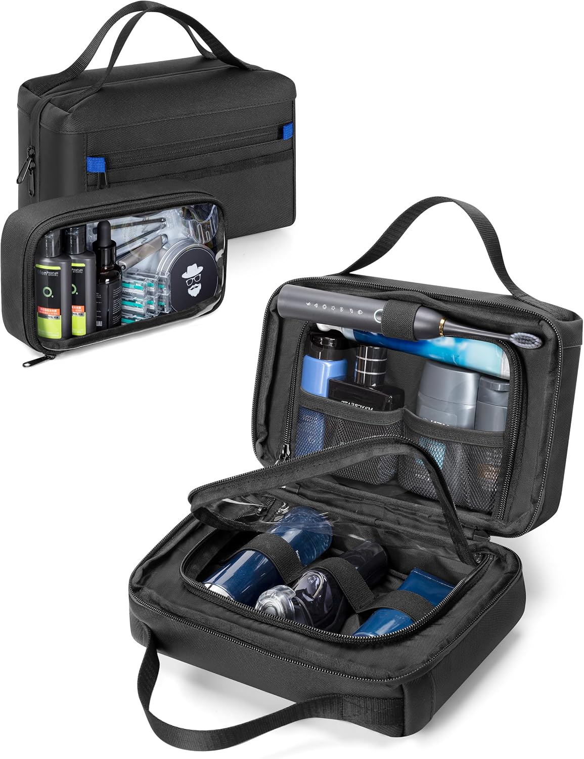 Marscamd Toiletry Bag with Travel Cube, Mens Versatile Organizer, Black