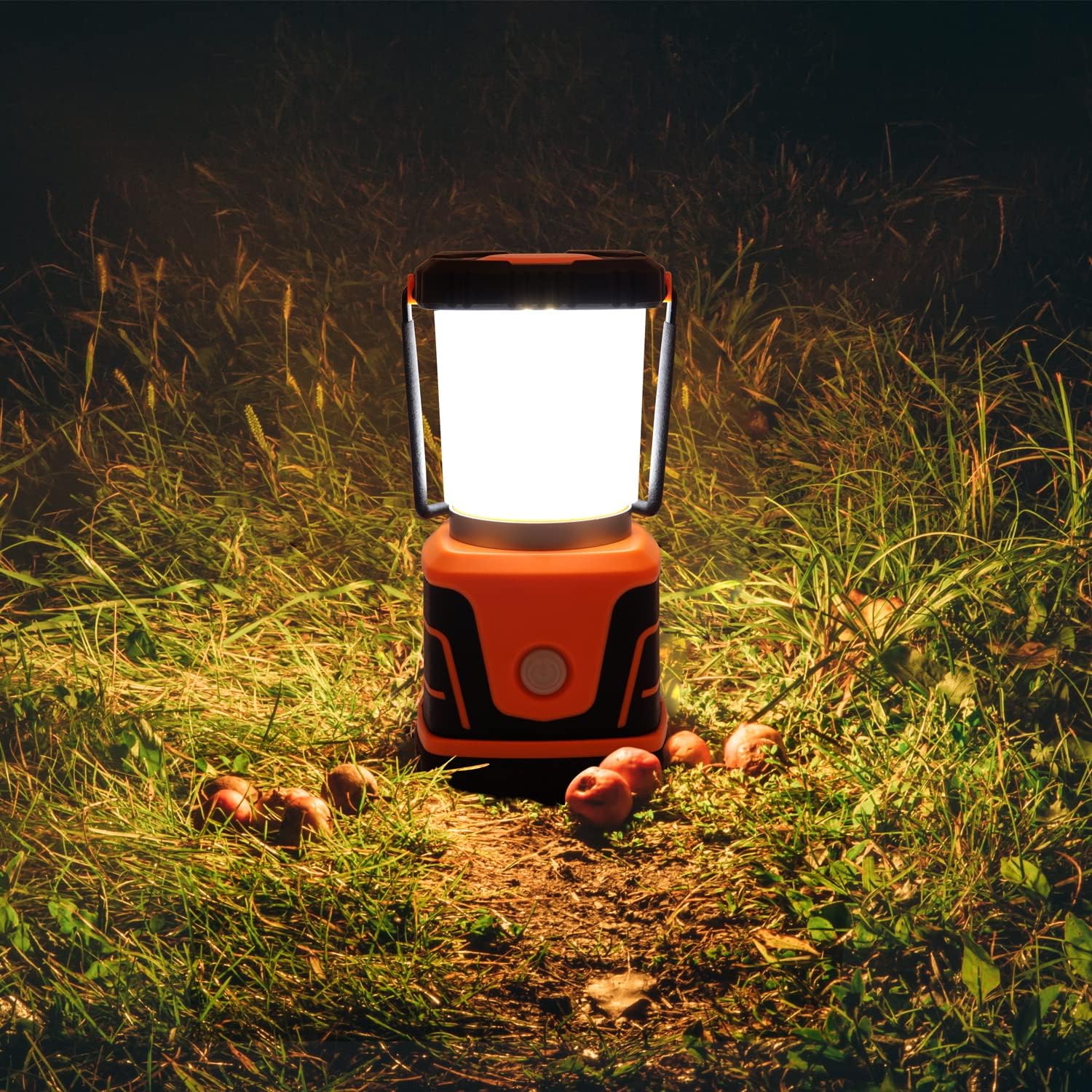 LED Camping lamp Super Bright 1500 lumens 4 Light Modes Dimmable searchlight Battery-Powered Emergency lamp Suitable for Night Hiking Tent Lighting Emergencies Power outages (Orange)