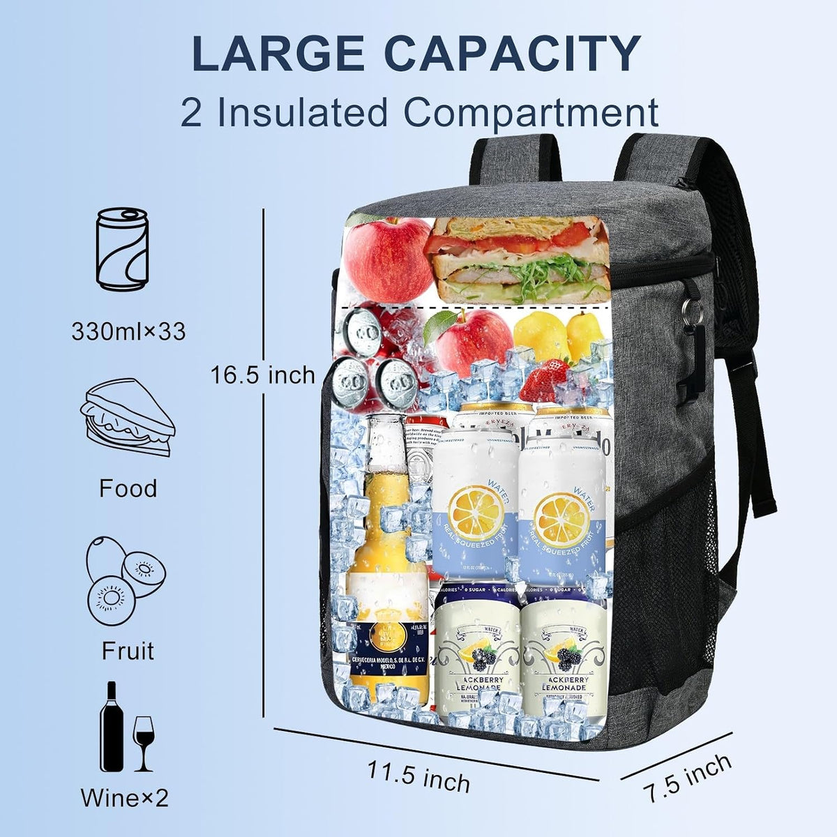 33 Cans Insulated Backpack Cooler - Leakproof Waterproof Lightweight Soft Coolers Bag for Camping Picnic Hiking Beach and Lunchbox Backpacks Bags-Leak Proof Ice Chest Back Pack