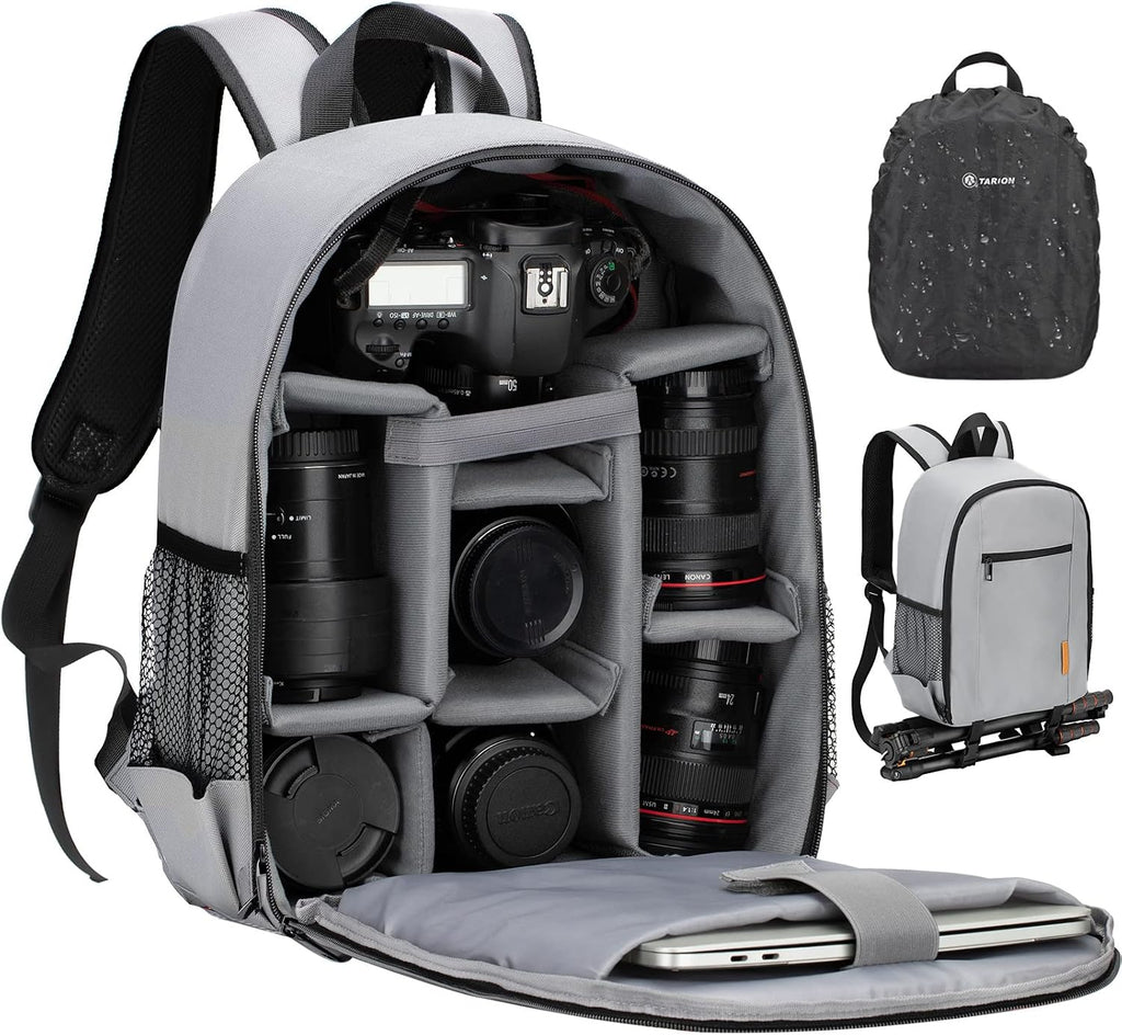 TARION Small Camera Backpack for Photographers Compact 12L Grey TB-S
