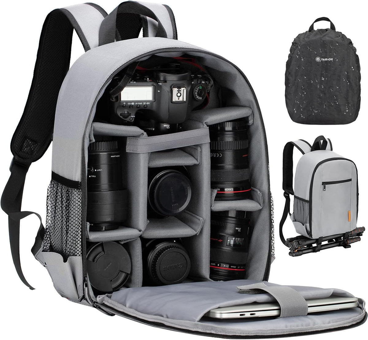 TARION Small Camera Backpack for Photographers Compact 12L Grey TB-S