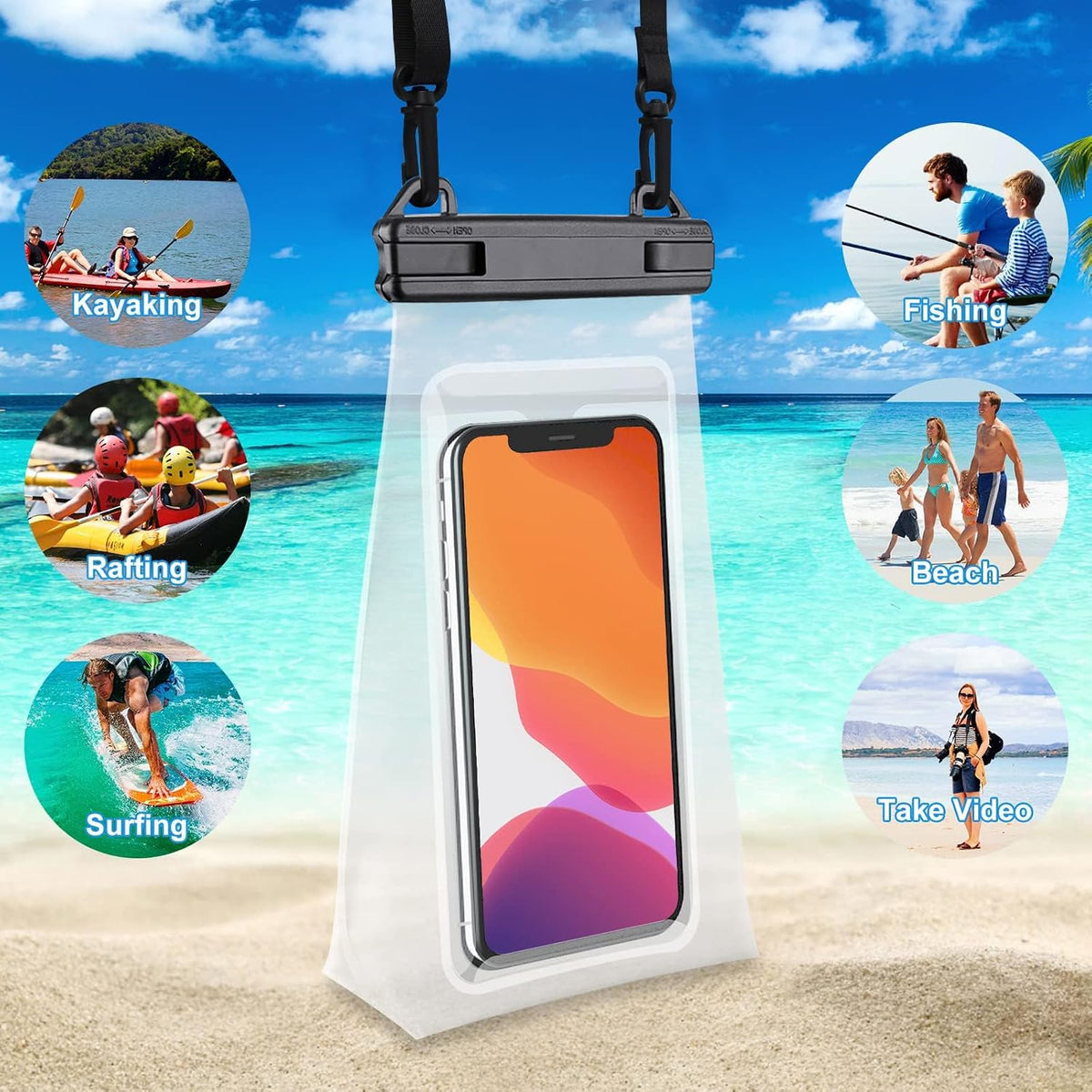Large Capacity Waterproof Phone Pouch Floating, Waterproof Bag Case for iPhone 15 14 Pro Max 13 12 11 X XR 8 Plus Samsung Up to 6.9'', IPX8 Water Proof Phone Dry Bag for Boating Swimming Kayaking