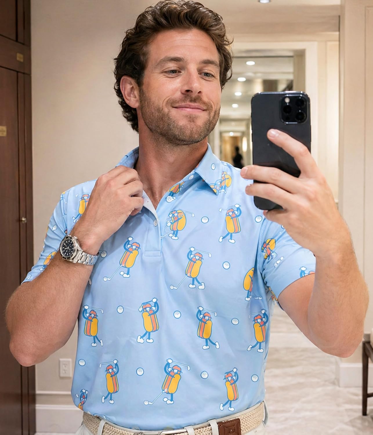 Tipsy Elves Men's Performance Golf Polo Shirt - Funny Novelty Golf Gift