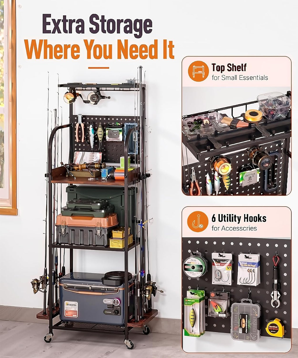 Homde Fishing Rod Holders for Garage: Large Capacity up to 12 Rods