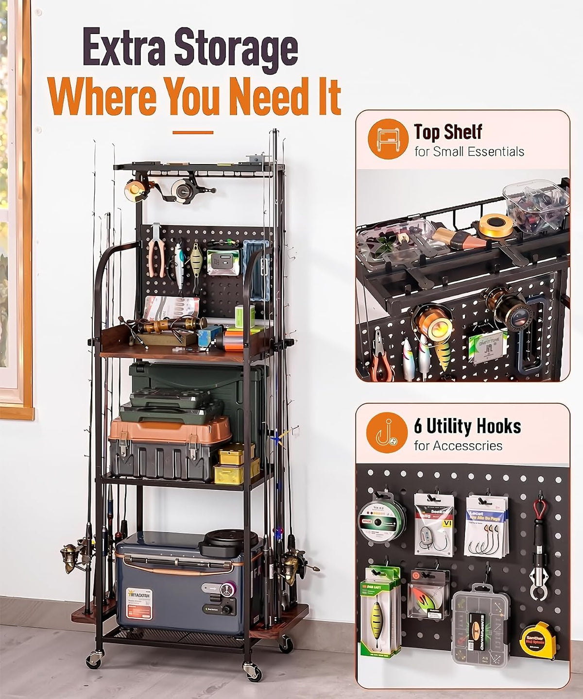 Homde Fishing Rod Holders for Garage: Large Capacity up to 12 Rods