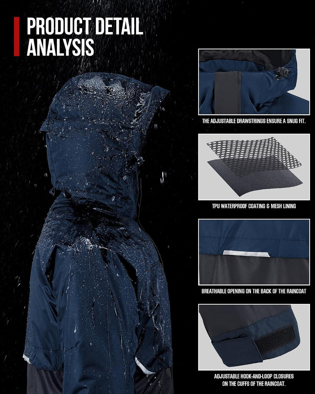 RIDEIRON Motorcycle Rain Gear for Men Women Waterproof Rain Suit Reflective