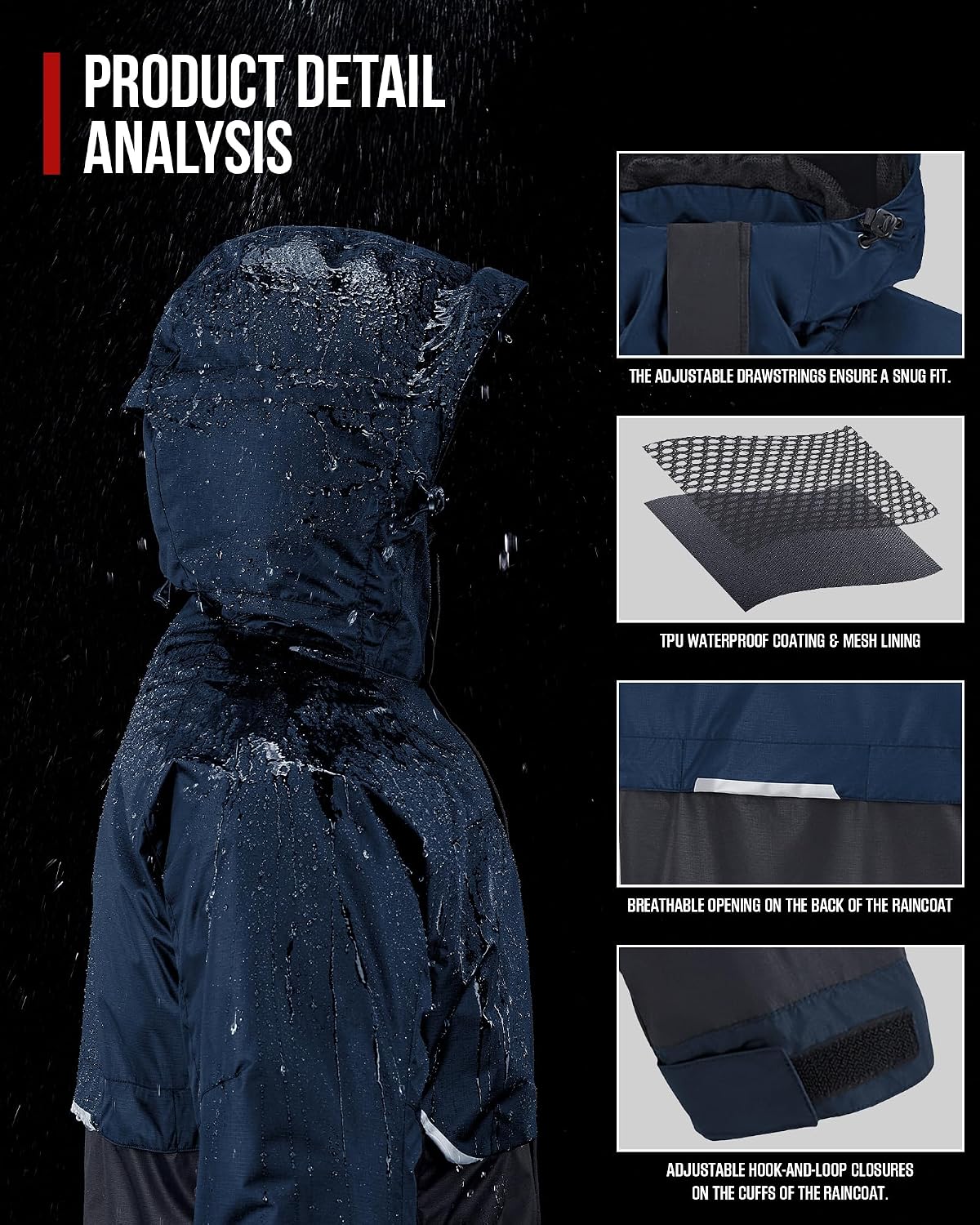 RIDEIRON Motorcycle Rain Gear for Men Women Waterproof Rain Suit Reflective