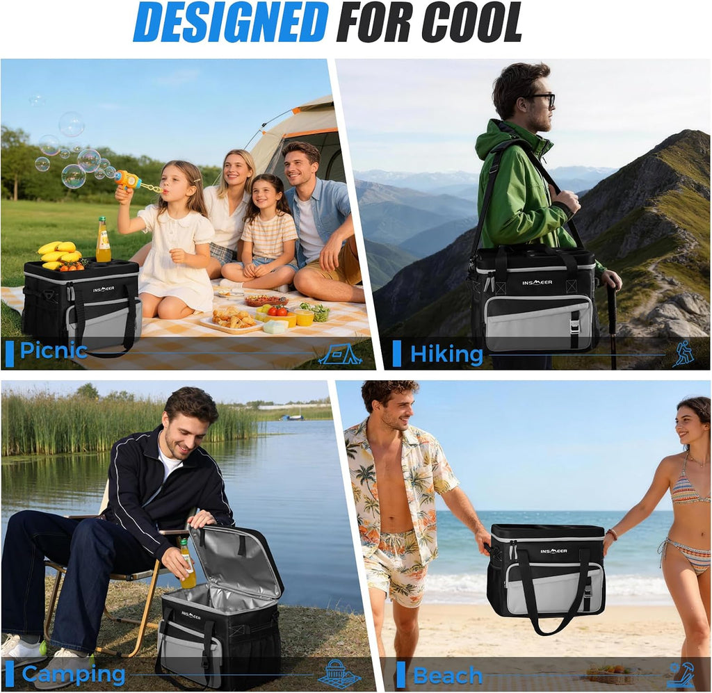 INSMEER Collapsible Cooler with Hard Shell & 4 Cup Holders - 55 Cans