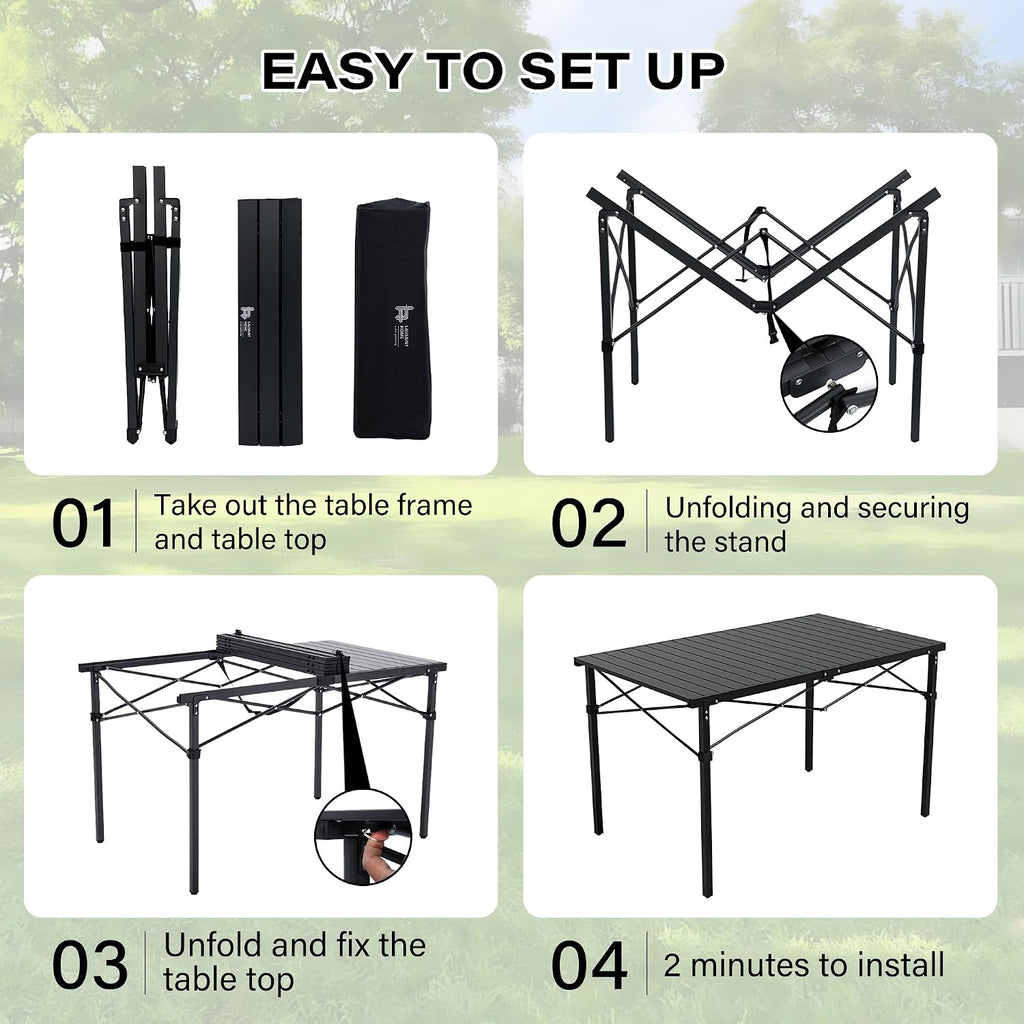OUTSIDER Roll-Up Aluminum Camping Table for 4-6 People