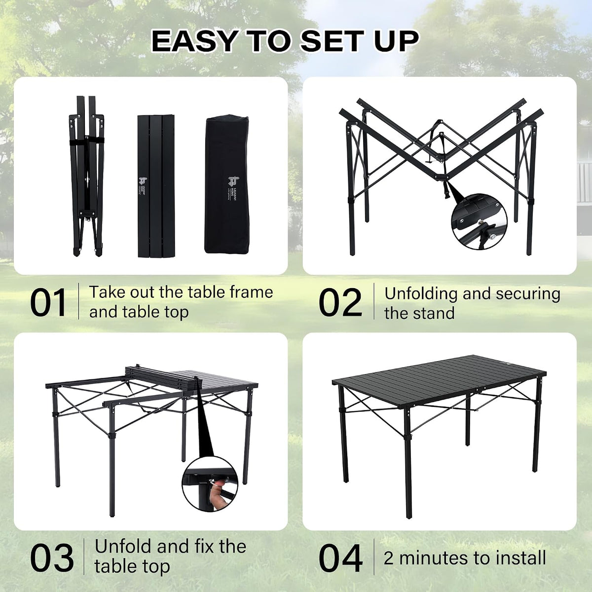 OUTSIDER Roll-Up Aluminum Camping Table for 4-6 People