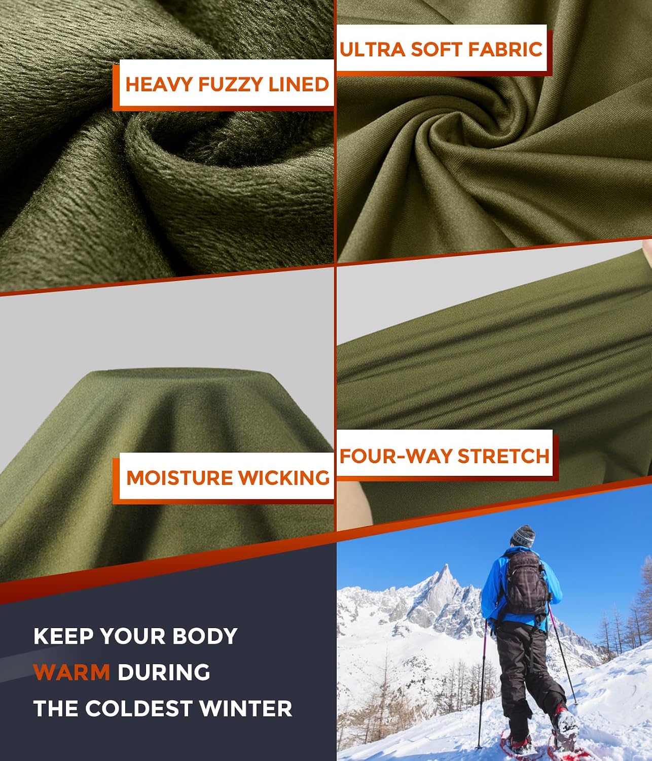 Mens Thermal Underwear Long Johns Set Cold Weather Hunting Base Layer