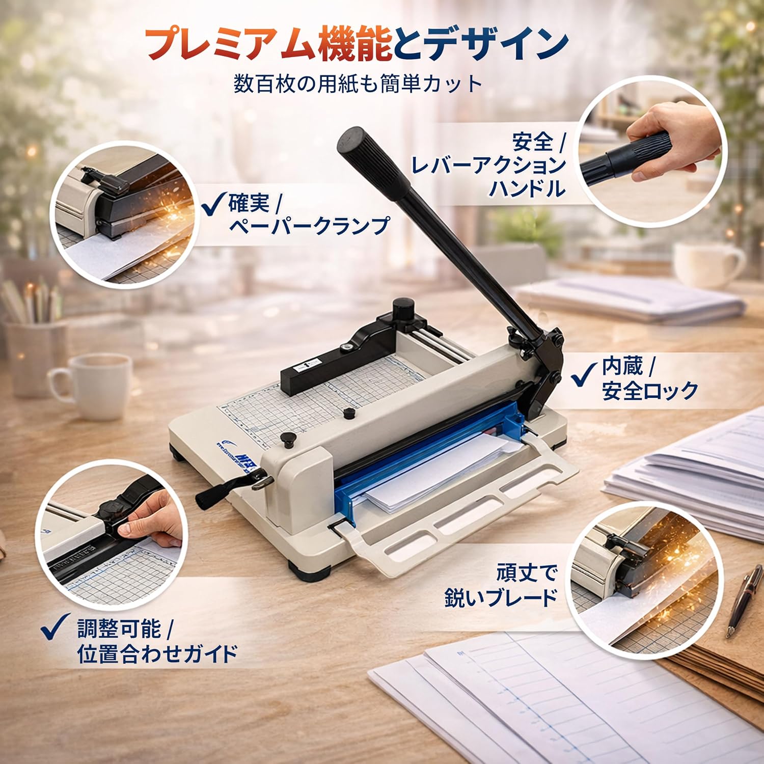HFS(R) Heavy Duty Guillotine Paper Cutter 400 Sheet Capacity | Solid Steel Construction (A3-17'' paper cutter)