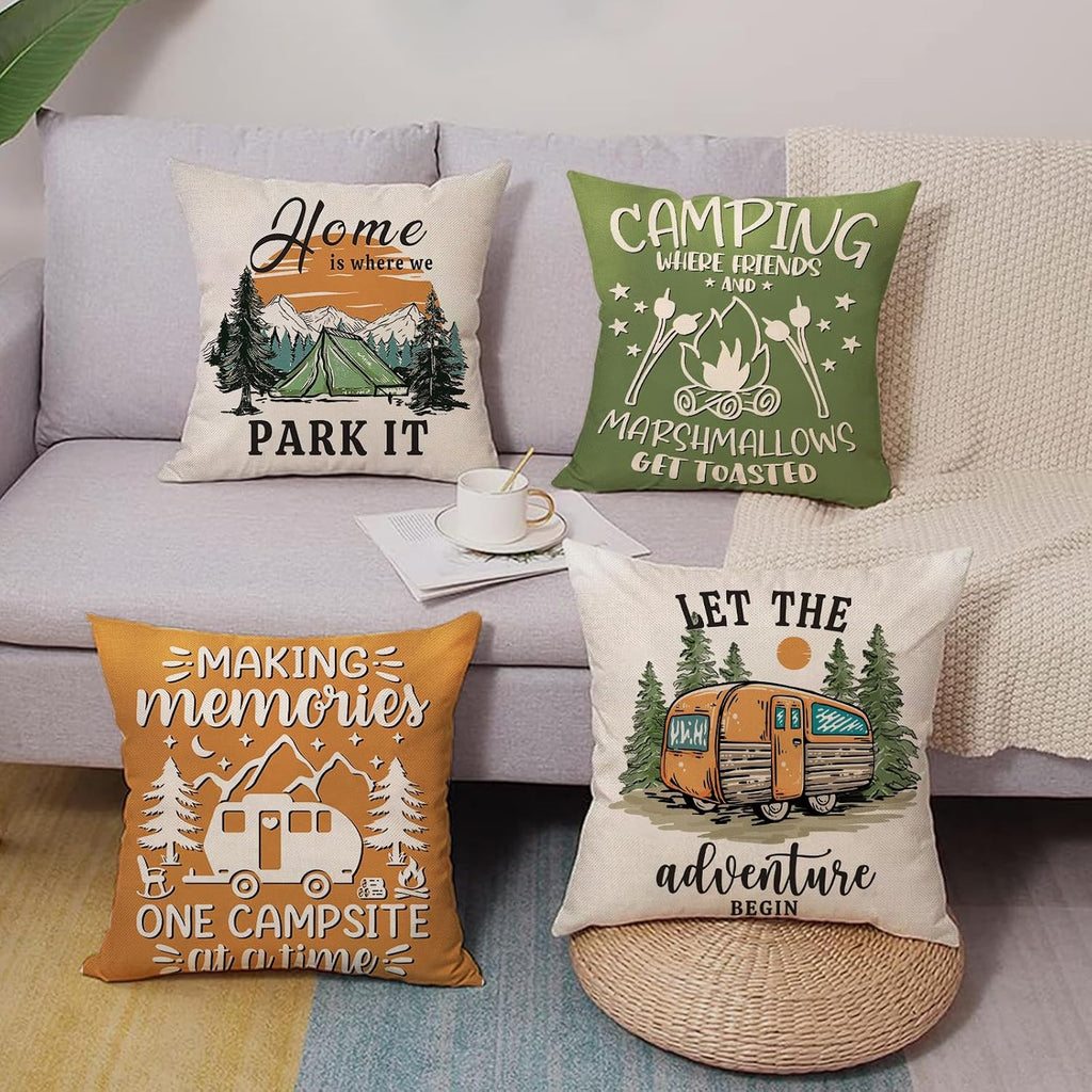 Camper Decorative Throw Pillow Covers 18 x 18 Set of 4