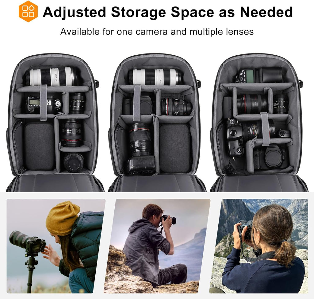 MOSISO Camera Backpack, Full Back Access Photography Backpack, Black