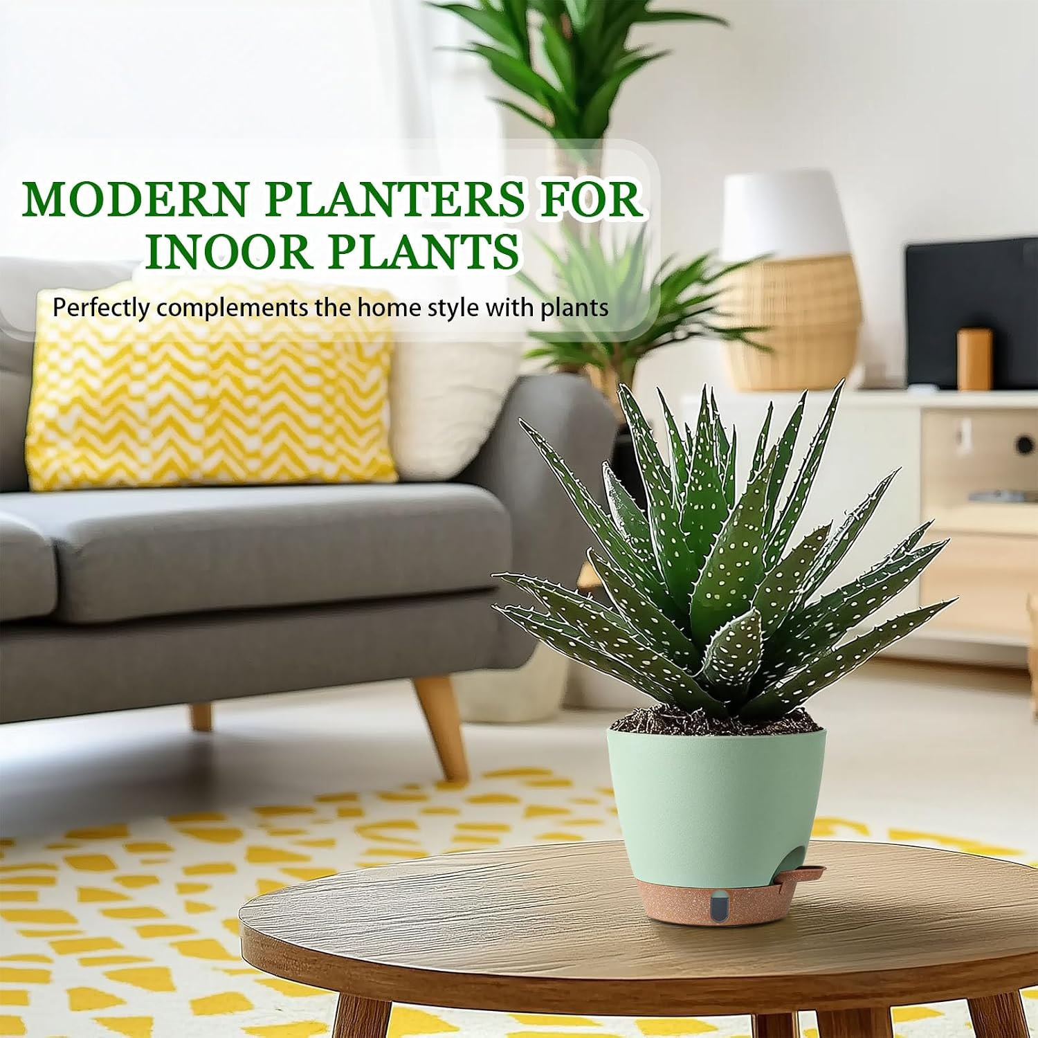 2 Pack 8 Inch Pots for Plants Indoor, Plastic Self Watering Planters
