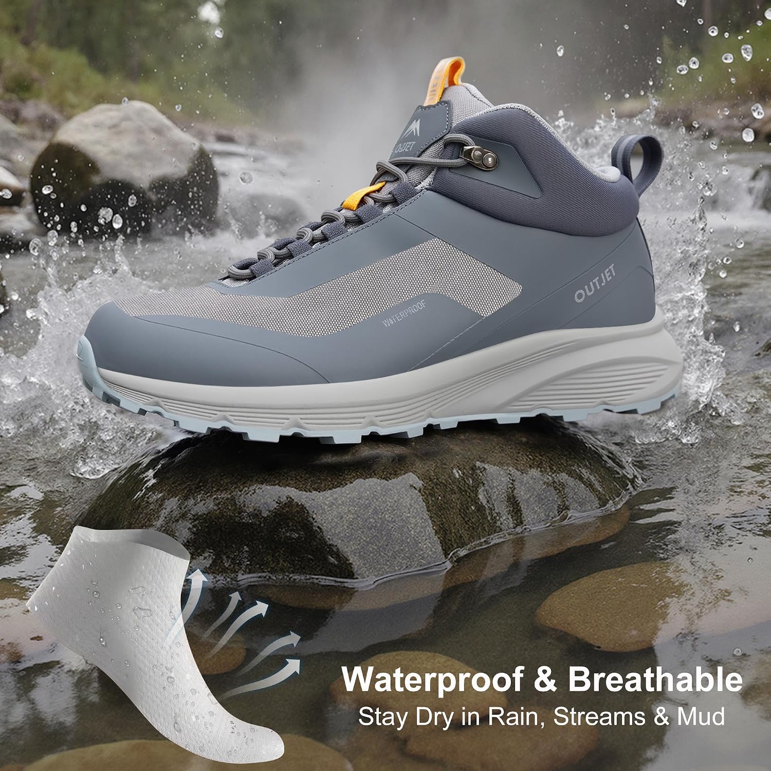 Men's Waterproof Hiking Boots Lightweight Comfortable Outdoor Walking Trail Boots Shoes