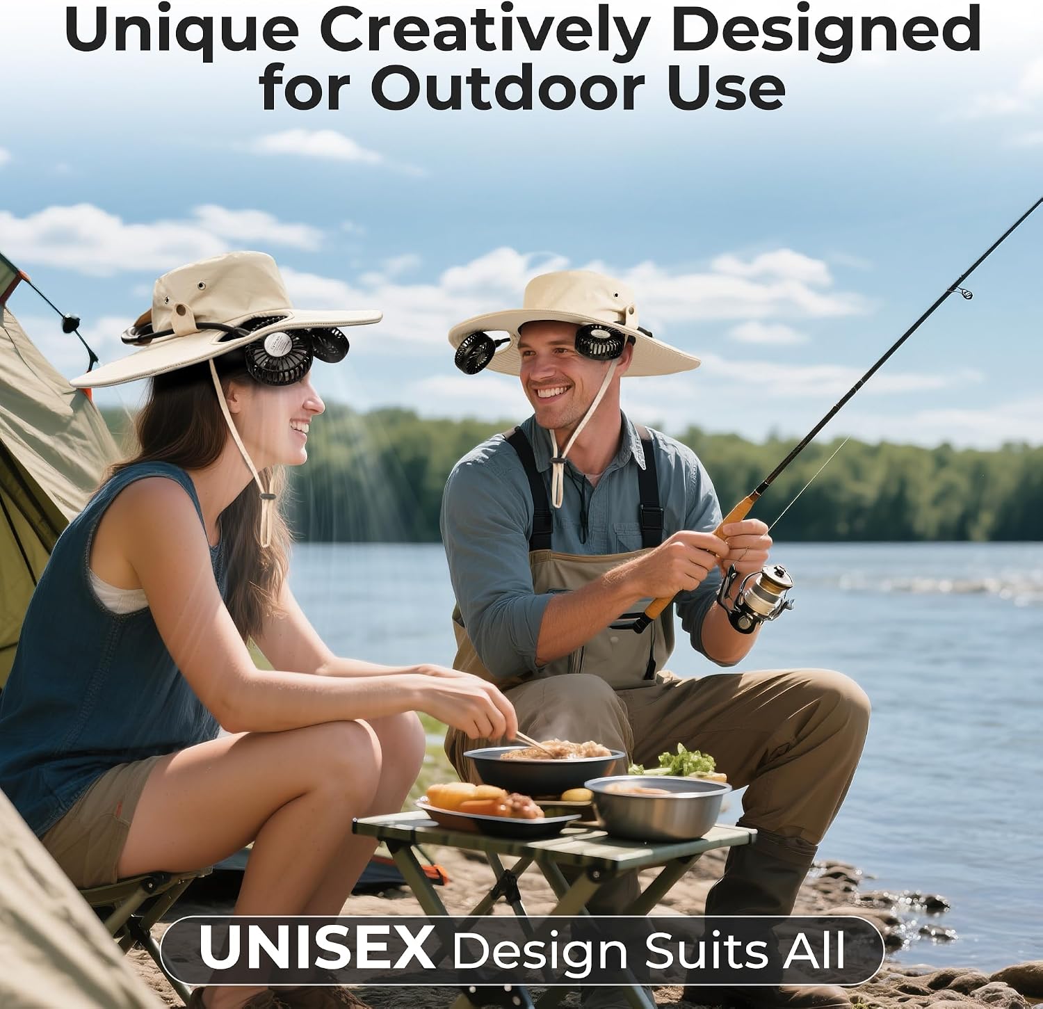 AMACOOL Bucket Hat Fan, Gifts for Him Father Dad Husband, Fishing Essentials for Women Men Camping Hiking Beach Gardening