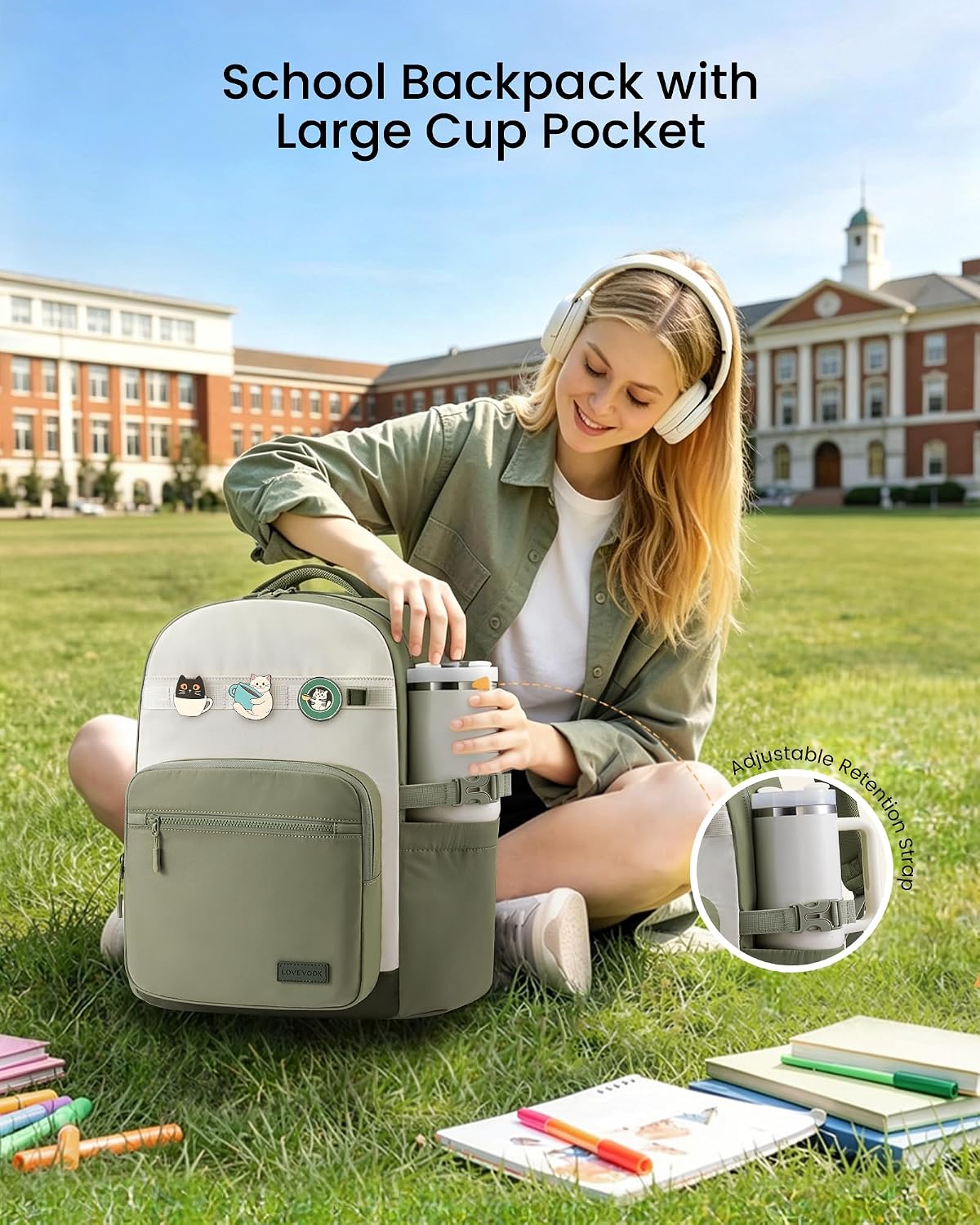 LOVEVOOK Laptop Backpack for Women Work Teacher with Tumbler Holder