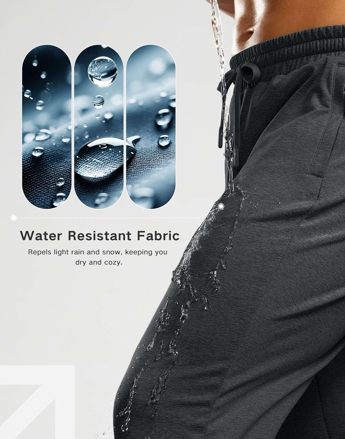 G Gradual Men's Fleece Lined Pants with 3 Zipper Pockets Water Resistant Winter Warm Hiking Pants Athletic Sweatpants for Men