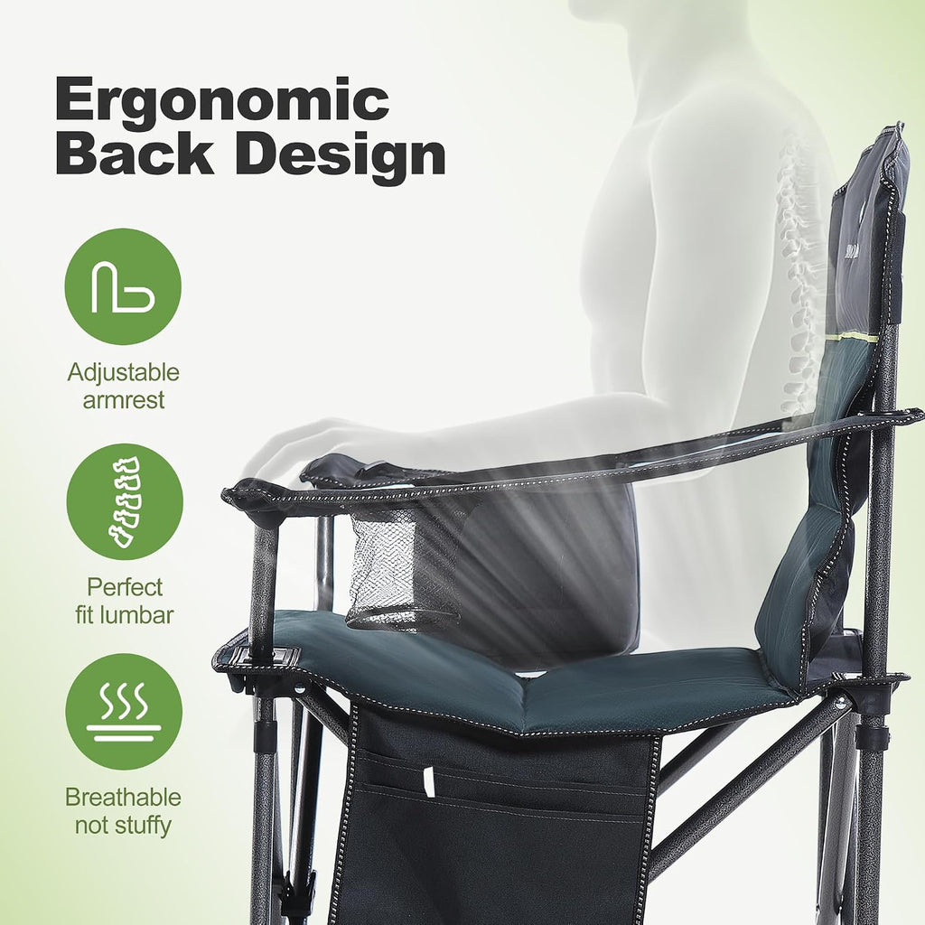 LET'S CAMP Folding Camping Chair Oversized Heavy Duty Padded Outdoor Chair