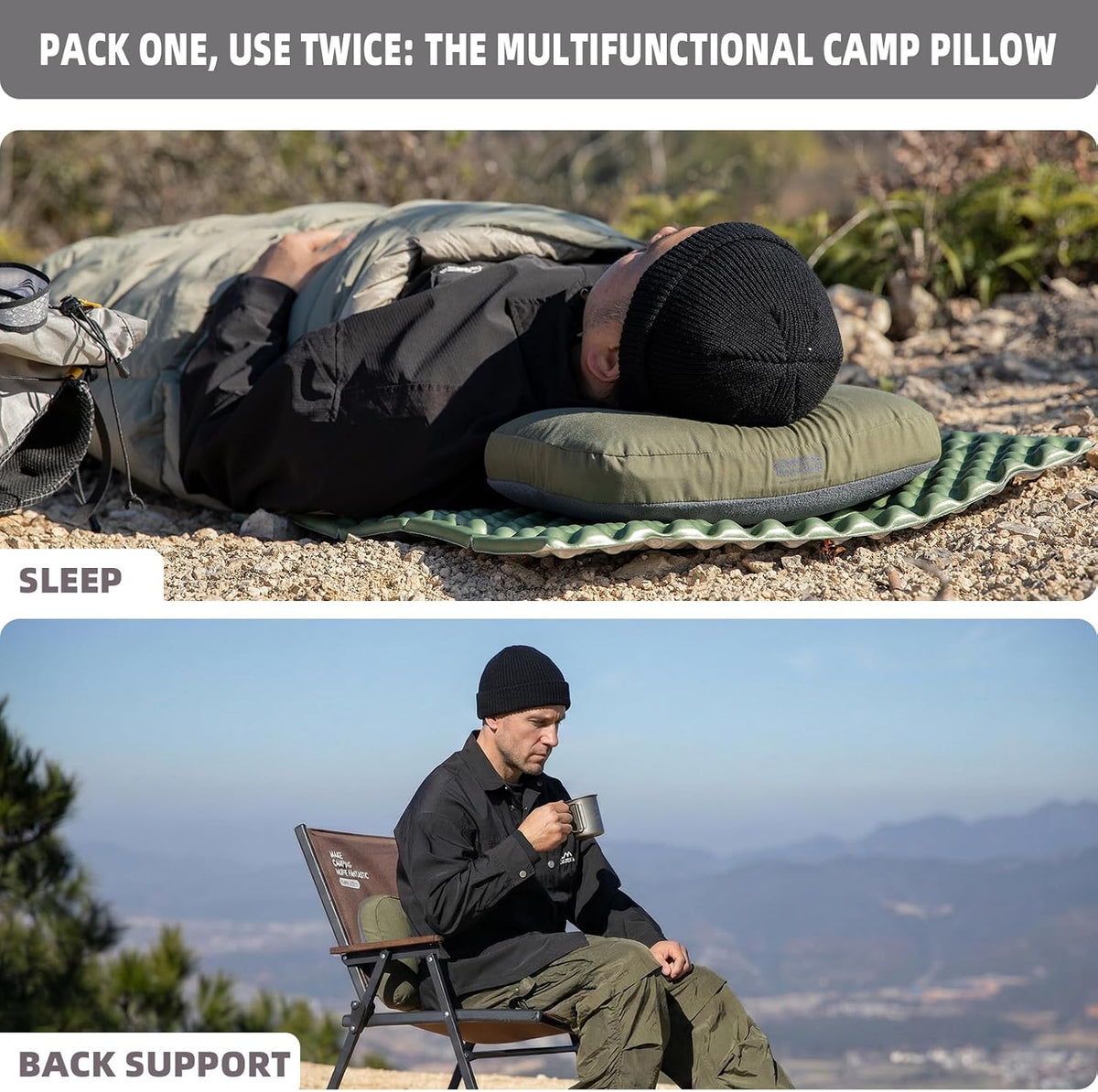 BISINNA Camping Memory Foam Pillow Backpacking Pillow with Removable Cover