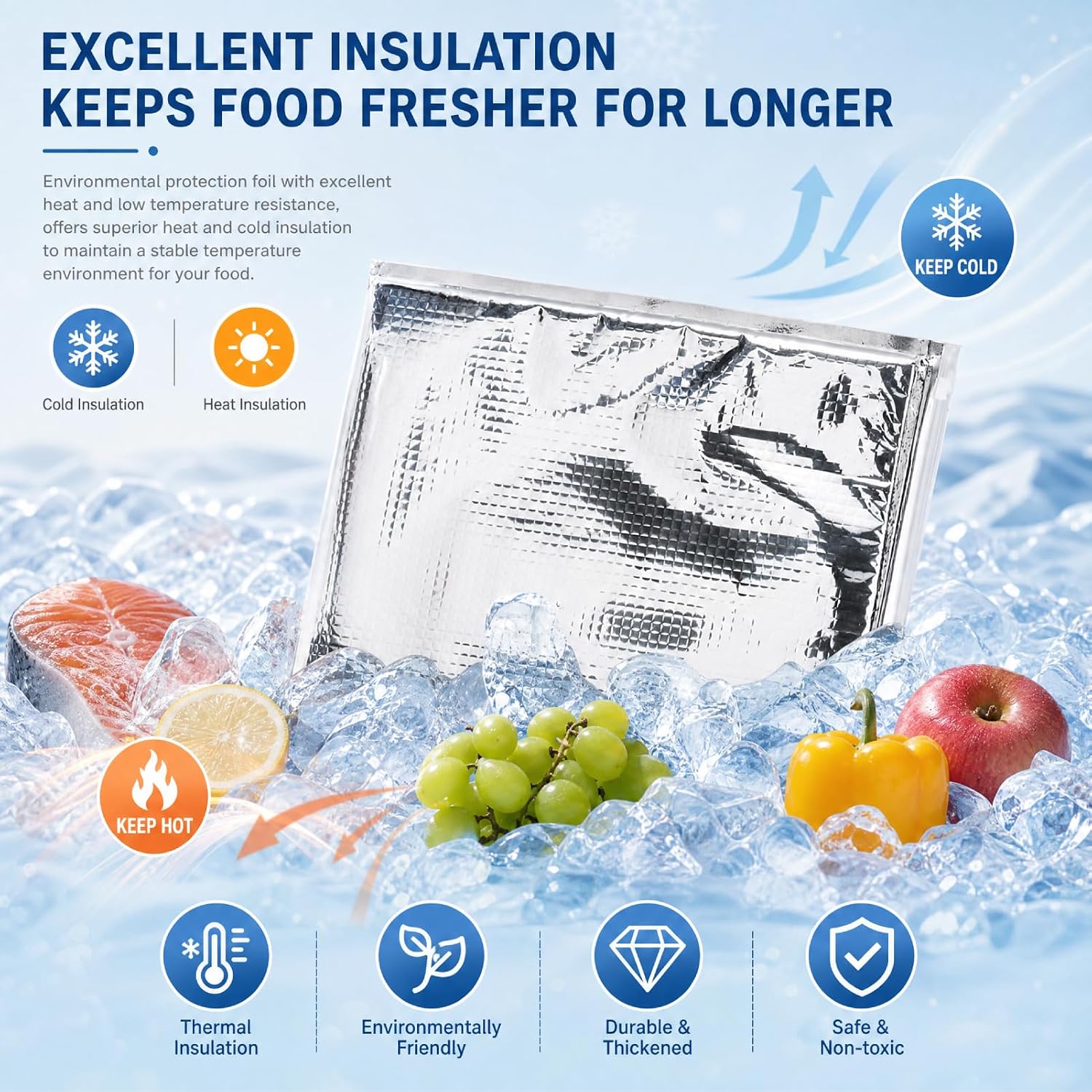 Insulated Food Storage Bag with Zipper Design, Hot Cold Cool Storage Bags for Food, Reusable Thermal Lunch Household Food Pouches Organizer Hot Sandwich Bags, 5PCS