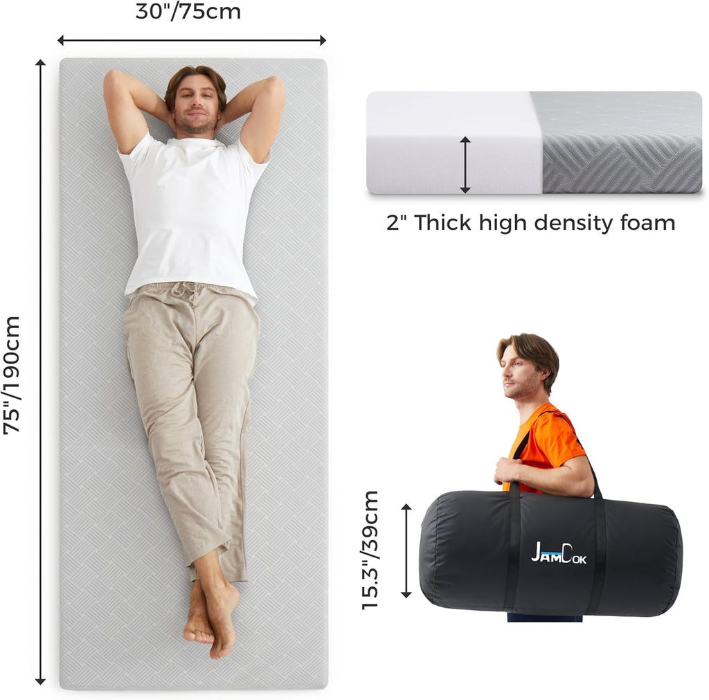 Jamdok Cooling Foam Camping Mattress for Hot Sleeper,Waterproof(75x30x2“)