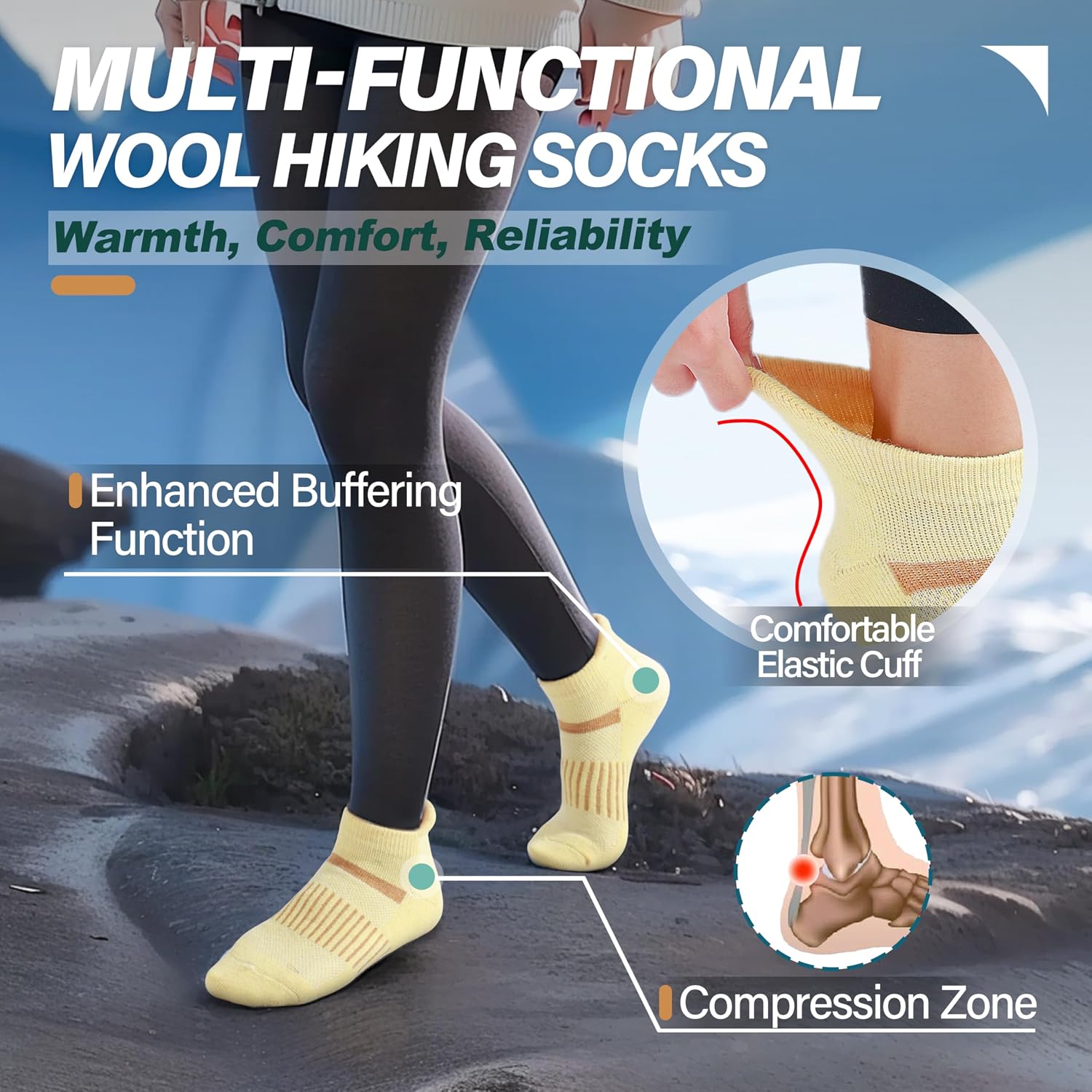 Anlisim Merino Wool Ankle Running Hiking Socks for Women and Men