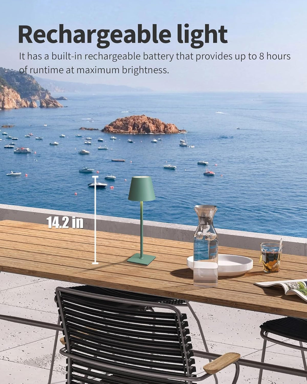 KDG 2 Pack Cordless Green Table Lamps, Rechargeable Portable LED Desk Lamps