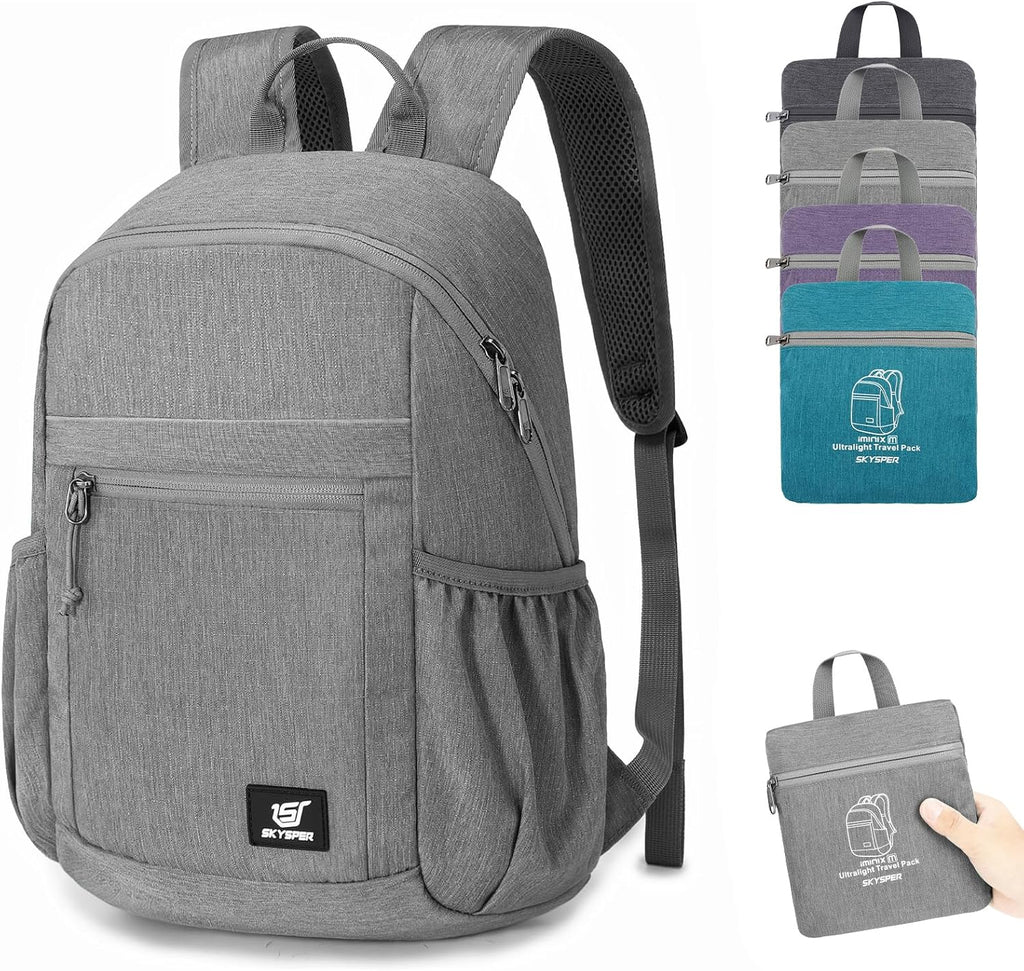 SKYSPER Anti Theft Hiking Backpack, 20L RFID Packable Travel Daypack, Lightweight Foldable Back Pack for Walking Daytrip