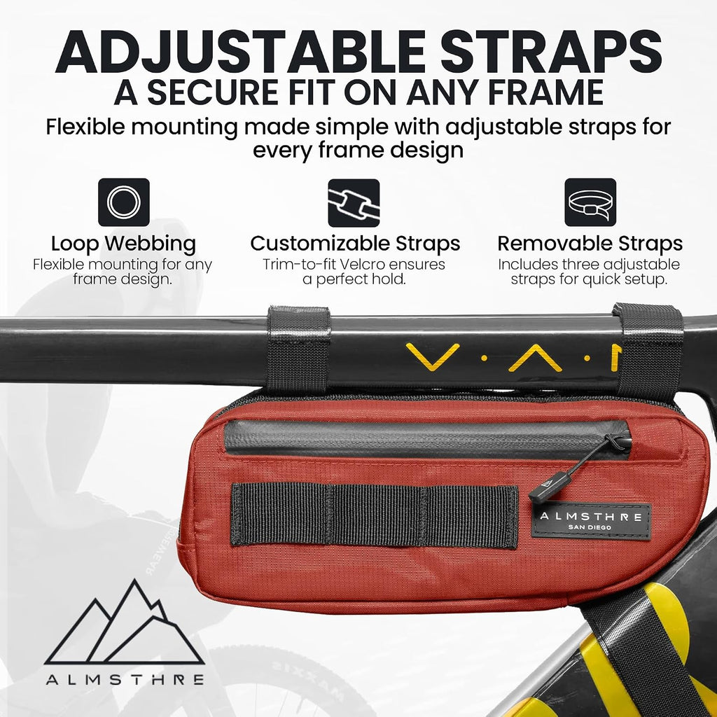 ALMSTHRE Bike Frame Bag | Weather-Resistant, Waterproof Zippers & Dual-Sided Access for Road, MTB, and Ebike Frames