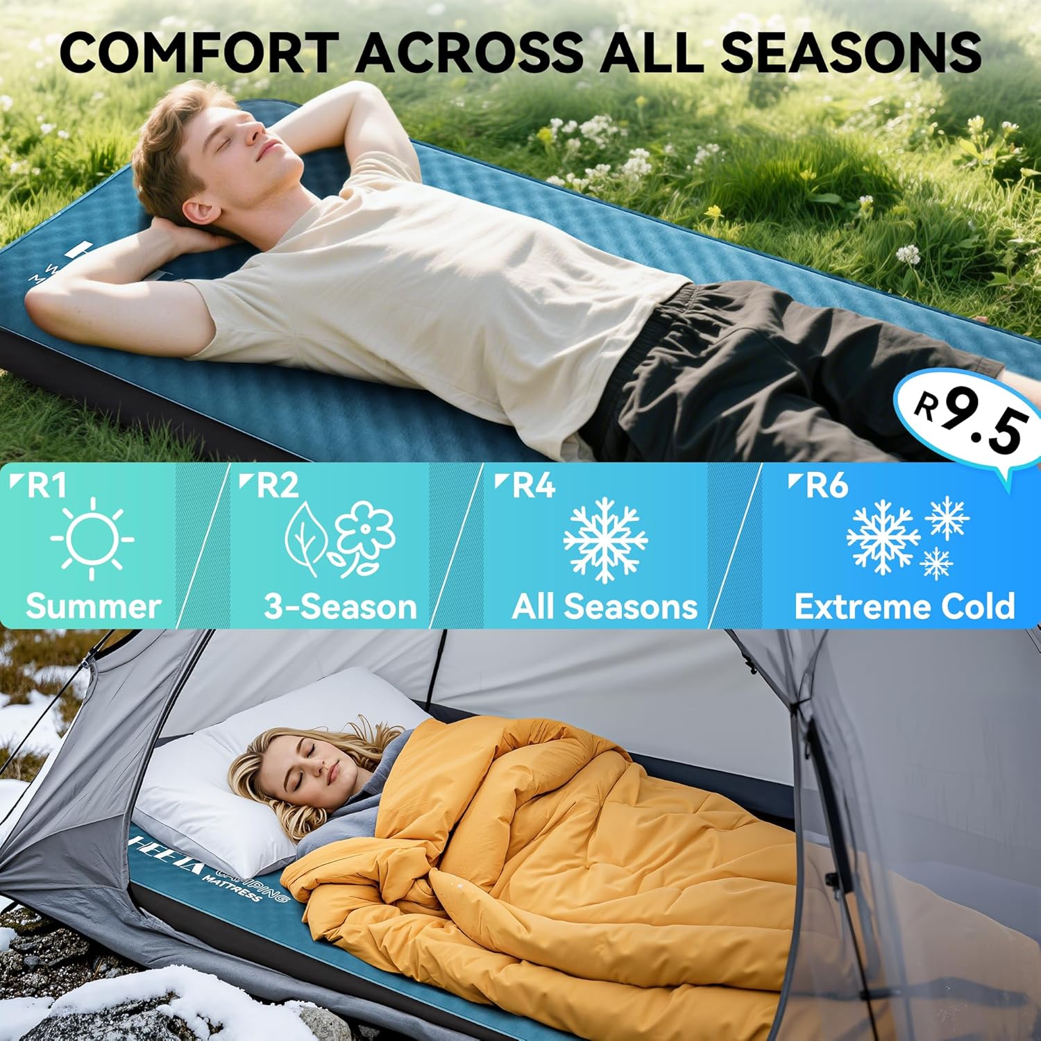 HEETA Self Inflating Sleeping Pad Mat Camping Mattress with Electric Pump