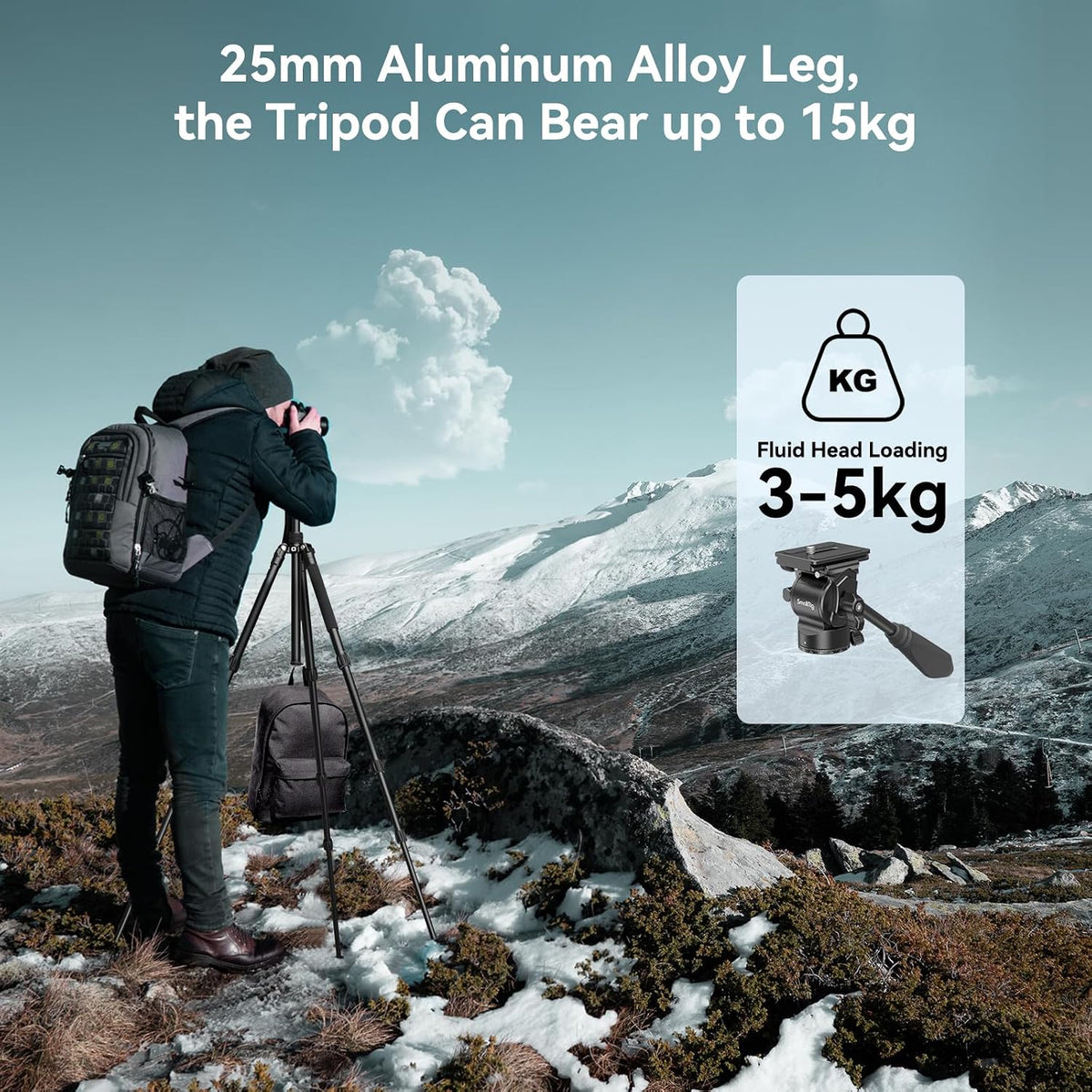 SmallRig CT180 Video Tripod, 72" Camera Tripod Monopod with Fluid Head, Aluminum Camera Tripod, 360° Panorama Fluid Head for Travel, Video, Live Streaming, Vlogging- 3760B