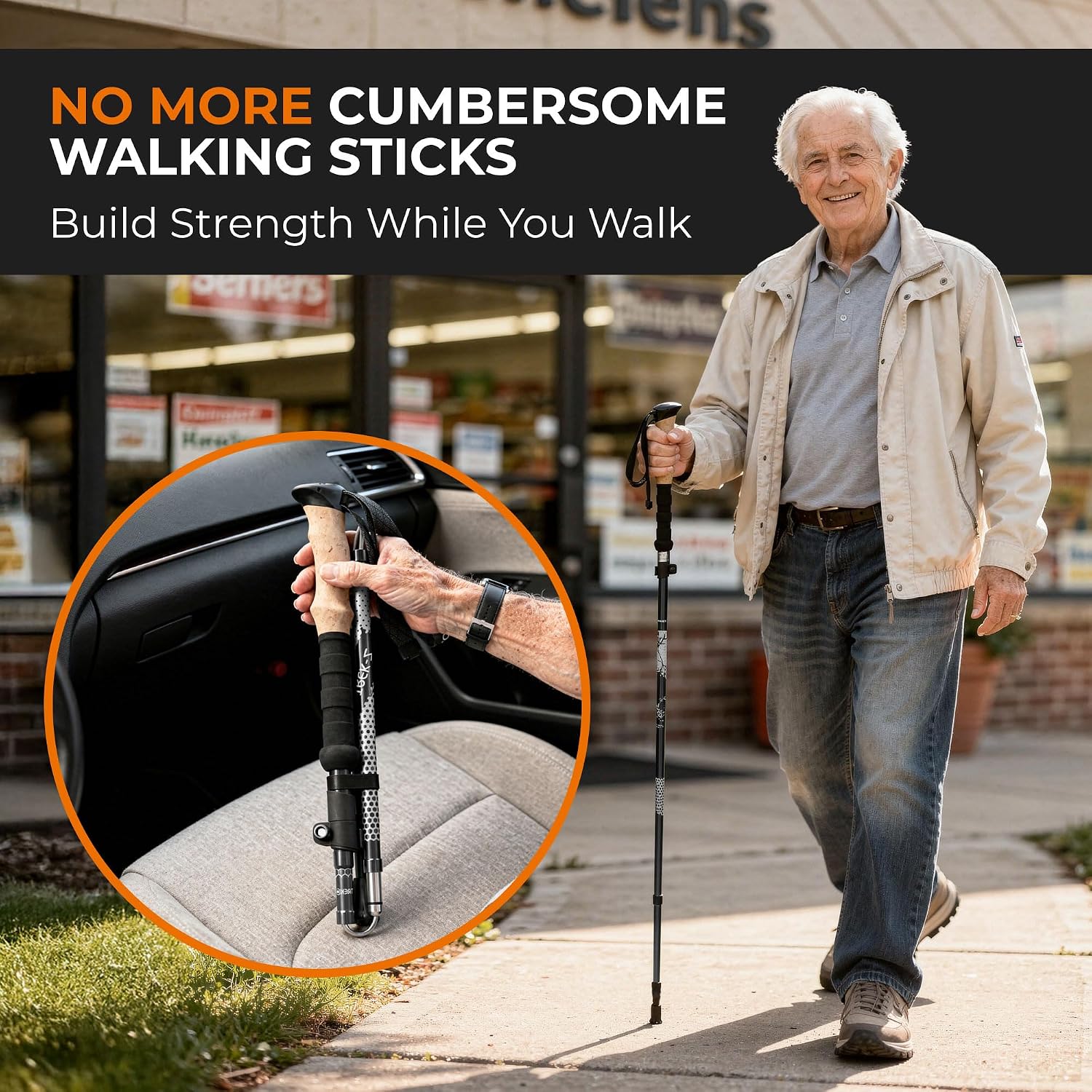 Trekology Trek-Z Hiking Trekking Poles, Walking Stick for Men, Women, 2pc