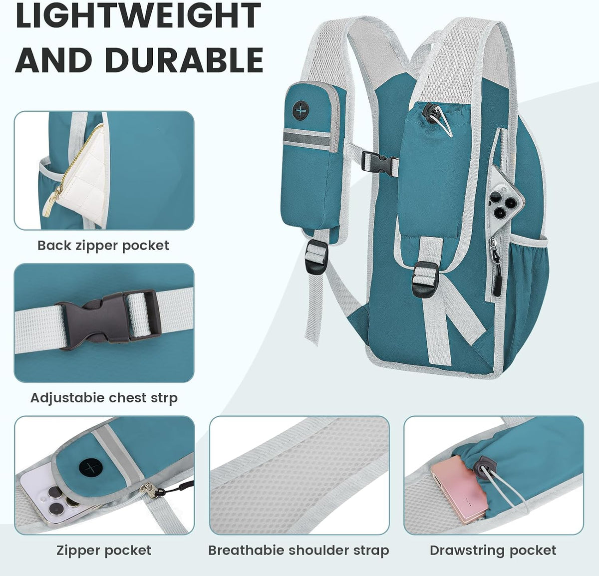 10L Small Hiking Backpack - Lightweight Foldable Backpack, Blue