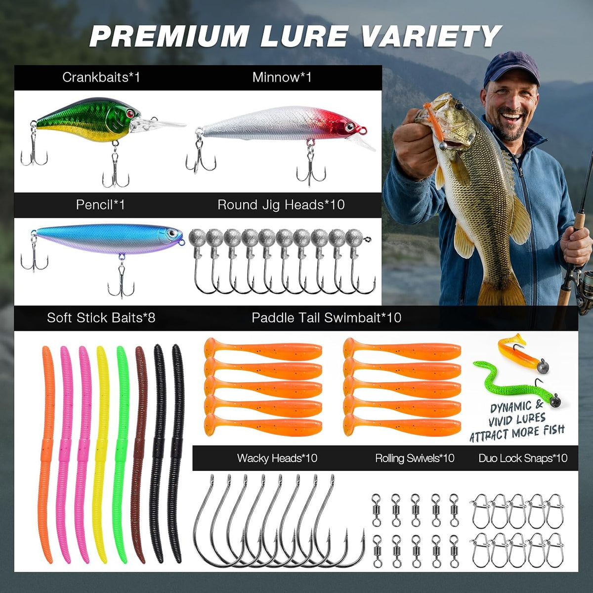 Ghosthorn Fishing Tackle Backpack with Tackle Boxes Rod Holder Fishing Bag
