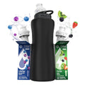Cirkul 32oz Black Metal Bottle with Two No Sugar, 0 Cal Flavored Water Sips