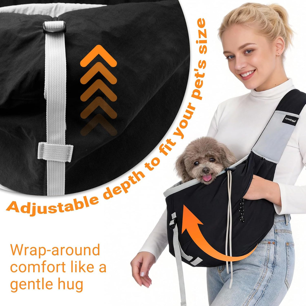 Dog Backpack Carrier & Body Sling for Small Dogs & Cats – Hands-Free Dog Pouch Carrier with Adjustable Strap for Travel & Hiking