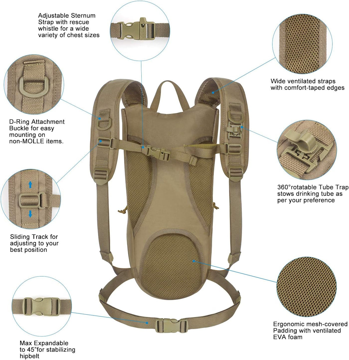 Unigear Tactical Hydration Backpack with 3L Water Bladder, Molle Backpack
