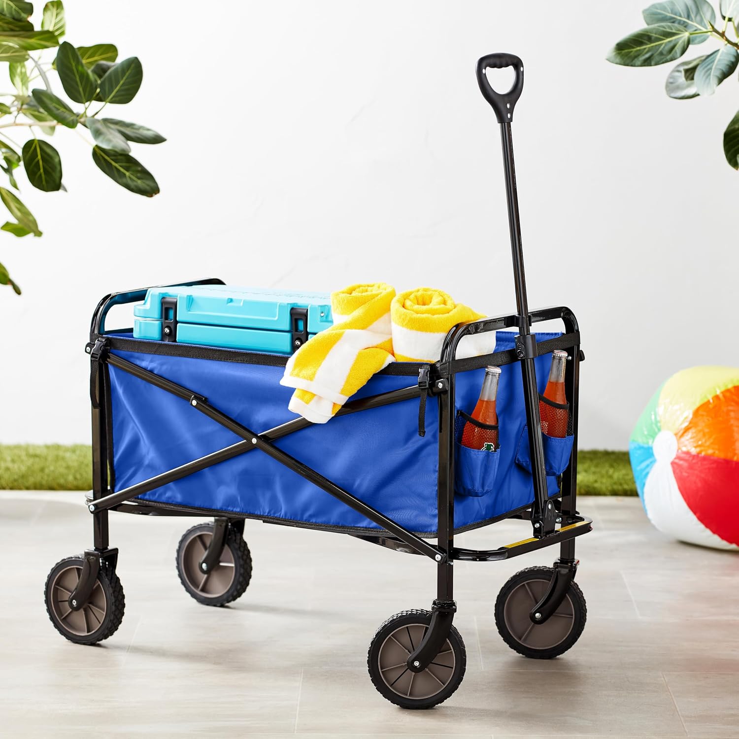 Amazon Basics Collapsible Heavy Duty Utility Wagon for Outdoor Sports, Camping, Garden, and Shopping, Versatile, Easy to Store, 265 Pounds Capacity, 27.6 x 40.9 x 20 inches, Blue